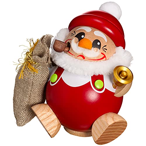 Seiffener Volkskunst | Kugelräucherfigur | Nikolaus 11 cm | Räuchermann | Räuchermännchen aus Seiffen | 19171 | mit Sack und Glocke von Seiffener Volkskunst