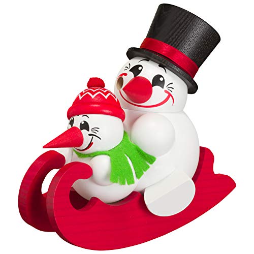 Seiffener Volkskunst | Deko Räuchermännchen | Cool-Man Räuchermann 11 cm | Schneemann | Original Erzgebirge | 19089 | auf Schlitten Doppelsitzer Seiffener Volkskunst | Deko Räuchermännchen | Cool-Man Räuchermann 11 cm | Schneemann | Original Erzgebirge | 19089 | auf Schlitten Doppelsitzer von Seiffener Volkskunst