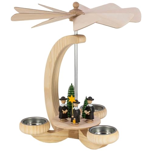 Seiffener Volkskunst | Erzgebirge Pyramide Weihnachtspyramide Teelichtpyramide | Handwerkskunst aus Deutschland | echte Handarbeit | 25 cm | Kurrende farbig mit Claudia Lorenz Figuren von Seiffener Volkskunst