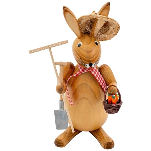 Seiffener Volkskunst Ingo Heidenreich | Erzgebirgische Osterhasen Figur | traditionsreiche Holzkunst - Made in Germany | Hasenfigur Osterschmuck Osterdekoration | Gärtner mit Korb | 20 cm von Seiffener Volkskunst