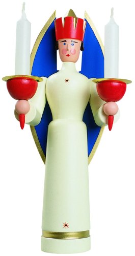 Seiffener Volkskunst - Kerzenhalter "Engel" - Weihnachtsengel - 25cm - Made in Germany von Seiffener Volkskunst