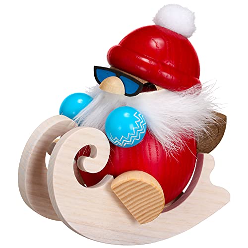 Seiffener Volkskunst | Kugelräucherfigur | Nikolaus 12 cm | Räuchermann | Räuchermännchen aus Seiffen | 19165 | fährt Schlitten von Seiffener Volkskunst