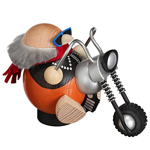 Seiffener Volkskunst - Kugelräucherfigur - Räuchermann - Motiv: Biker - Größe: 10cm - Made in Germany von Seiffener Volkskunst