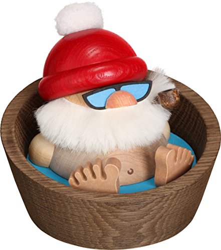 Seiffener Volkskunst - Kugelräucherfigur - Räuchermann - Motiv: Nikolaus Karl im Pool - Größe: 10cm - Made in Germany von Seiffener Volkskunst