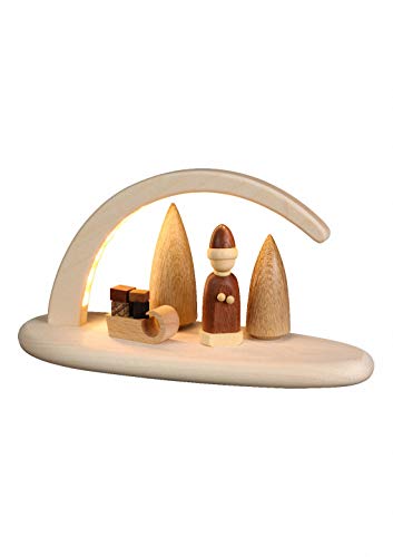 Seiffener Volkskunst | LED Lichterbogen Schwibbogen 24x13cm | Erzgebirgische Volkskunst | Made in Germany | 15364 | Weihnachtsmotiv Natur von Seiffener Volkskunst