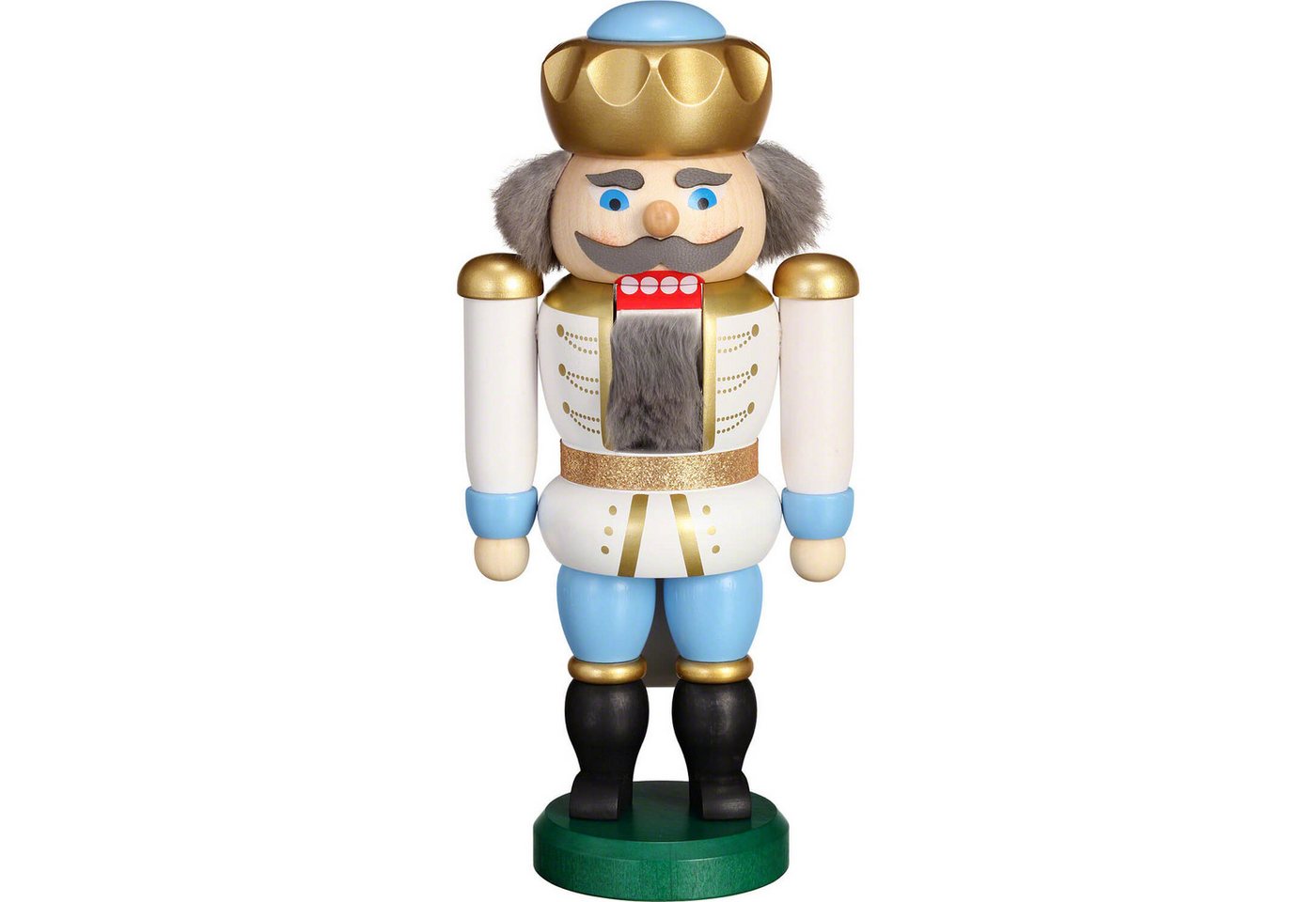 Seiffener Volkskunst Nussknacker Exklusiv König weiß-blau (20cm) Nussknacker von Seiffener Volkskunst von Seiffener Volkskunst