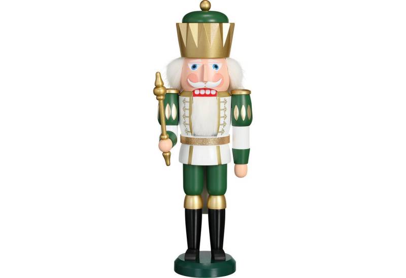 Seiffener Volkskunst Nussknacker Exklusiv König weiß-grün (40cm) Nussknacker von Seiffener Volkskunst von Seiffener Volkskunst