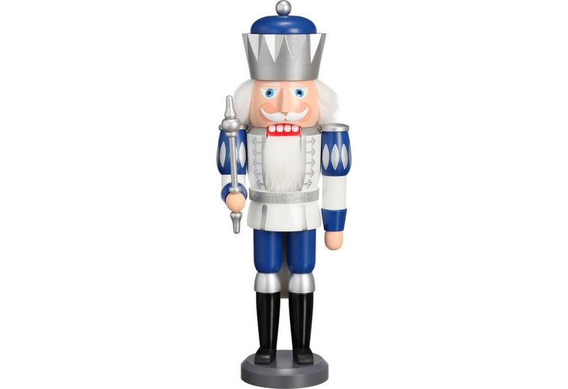 Seiffener Volkskunst Nussknacker König Exklusiv weiß-silber-blau (40cm) Nussknacker von Seiffener Volks von Seiffener Volkskunst