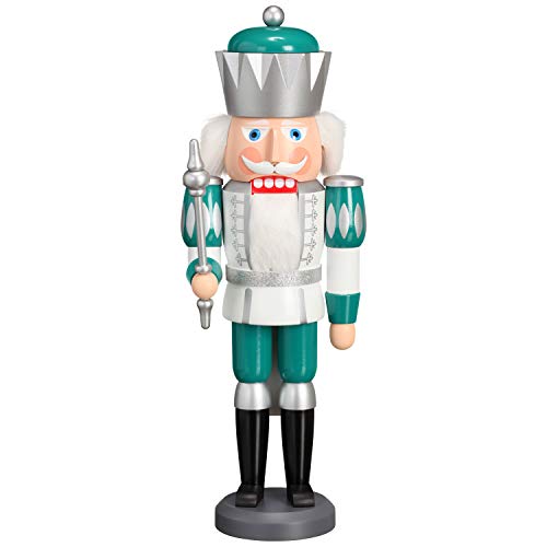 Seiffener Volkskunst Nussknacker König exklusiv 40 cm hoch Figur aus Holz Original Erzgebirgskunst weiß-Silber-minttürkis Seiffener Volkskunst Nussknacker König exklusiv 40 cm hoch Figur aus Holz Original Erzgebirgskunst weiß-Silber-minttürkis von Seiffener Volkskunst