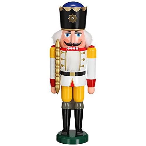 Seiffener Volkskunst | Nussknacker aus dem Erzgebirge | König mit Zepter 39 cm | Nussknackerfigur Deko Figur | Original Erzgebirgische Volkskunst | 11201/3 | weiß von Seiffener Volkskunst