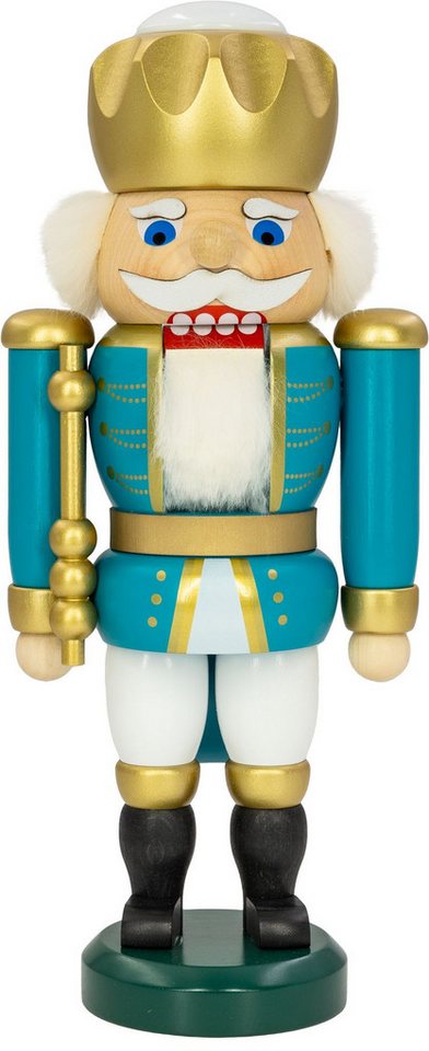 Seiffener Volkskunst Nussknacker Nussknacker Exklusiv König weiß türkis BxHxT 10x25x7cm NEU von Seiffener Volkskunst