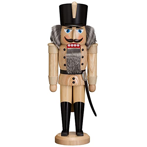 Seiffener Volkskunst | Nussknacker aus dem Erzgebirge | Husar mit Säbel 37 cm | Nussknacker Deko Figur | Original Erzgebirgische Volkskunst | 11202/8 | Natur von Seiffener Volkskunst