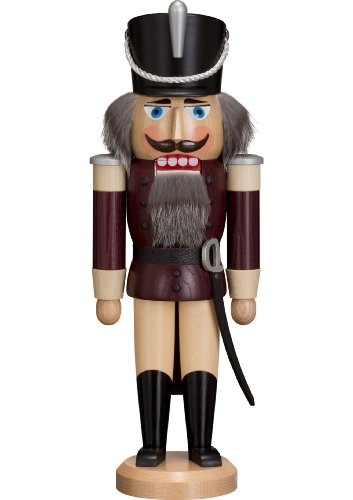Seiffener Volkskunst | Nussknacker aus dem Erzgebirge | Husar mit Säbel 37 cm | Nussknacker Deko Figur | Original Erzgebirgische Volkskunst | 11212/7 | aubergine lasiert von Seiffener Volkskunst