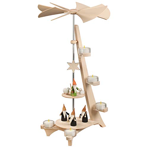 Seiffener Volkskunst Pyramide Bergwichtel und Schäferwichtel L-Form 2 Etagen Exclusiv Höhe 50 cm Original Erzgebirge Seiffen Holzkunst von Seiffener Volkskunst