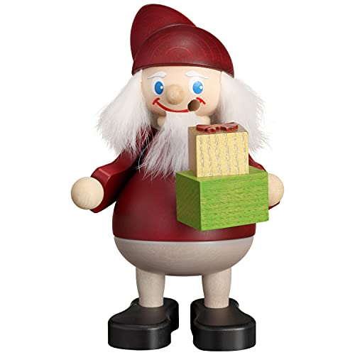 Seiffener Volkskunst - Räucherfigur - Räuchermann "Weihnachtsheinzel mit Geschenk" - Maße: 15x10x10 cm - Made in Germany von Seiffener Volkskunst