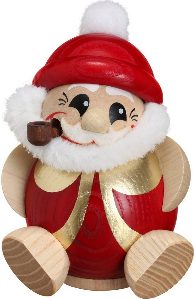 Seiffener Volkskunst Räuchermännchen Kugelräucherfigur Nikolaus rot, Handarbeit aus dem Erzgebirge von Seiffener Volkskunst