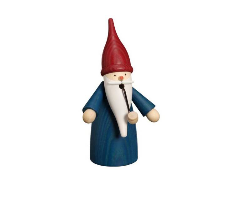 Seiffener Volkskunst Räuchermännchen Räucherfigur Wichtel blau-rot, 16 cm von Seiffener Volkskunst