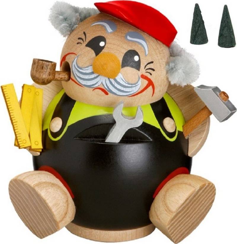 Seiffener Volkskunst Räuchermännchen Räuchermännchen Kugelfigur Heimwerker Holz 11 cm Erzgebirge, Original Erzgebirge von Seiffener Volkskunst
