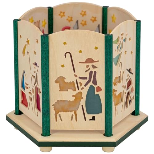 Seiffener Volkskunst Reiner Flath | Handgefertigter Erzgebirge Teelichthalter | Traditioneller Kerzenhalter | Kunsthandwerk aus Holz | 9,5 cm | Krippe von Seiffener Volkskunst