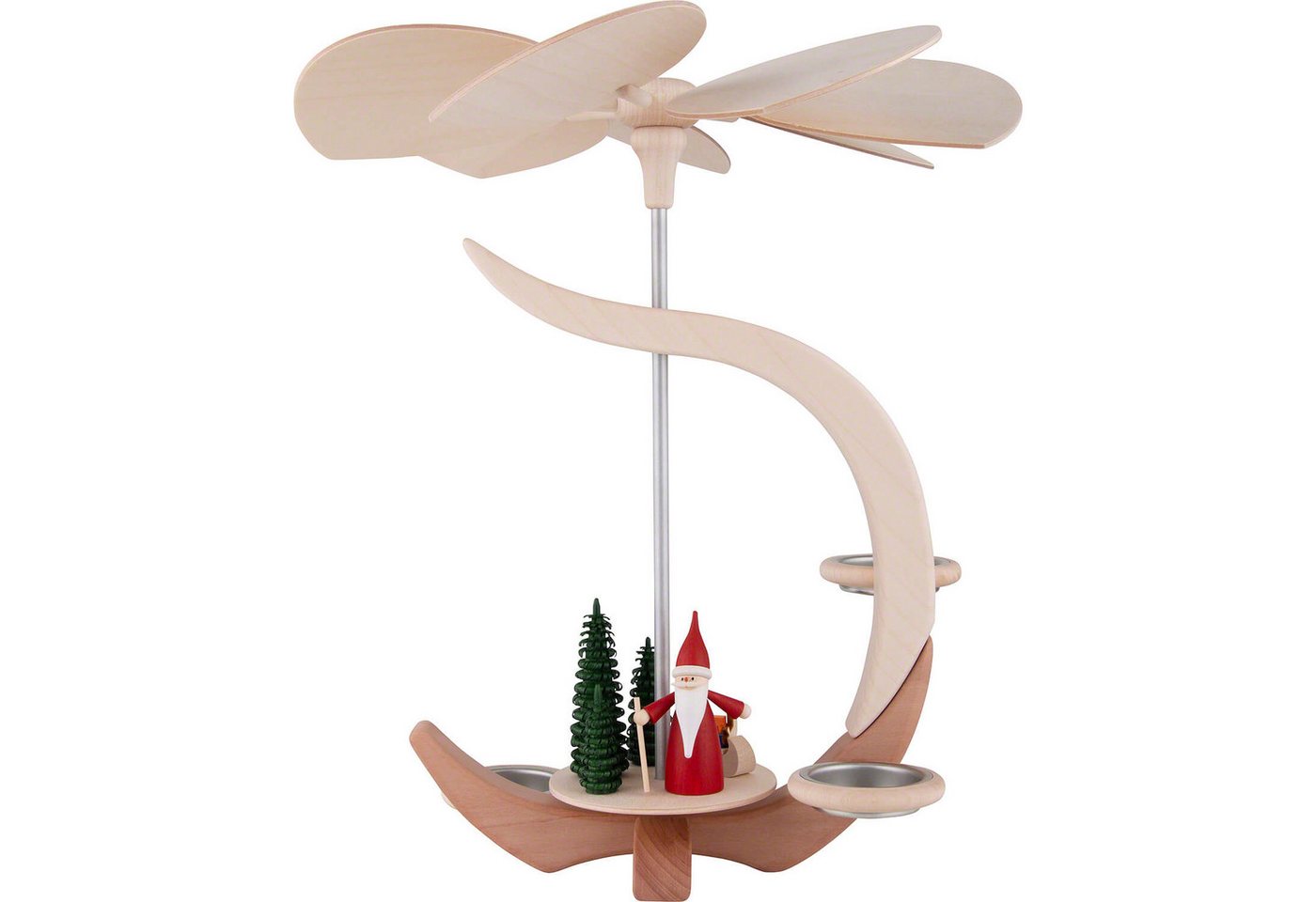 Seiffener Volkskunst Weihnachtspyramide 1-stöckige Pyramide C-Form Weihnachtswichtel mit Schlitten (30cm) von von Seiffener Volkskunst