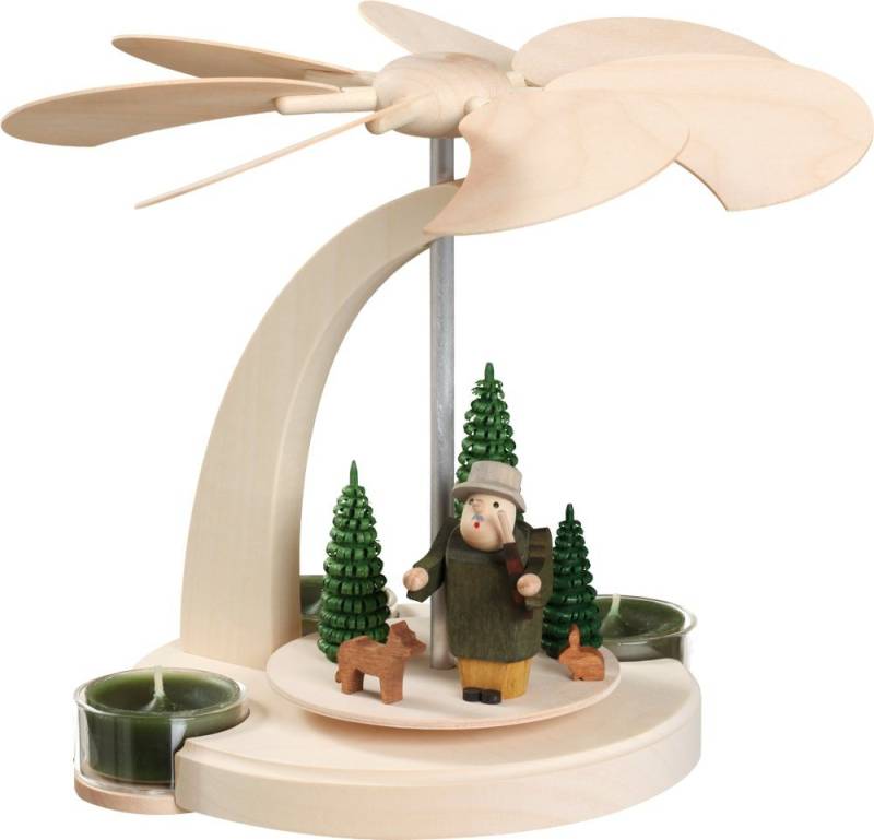 Seiffener Volkskunst Weihnachtspyramide Moderne Teelicht Bogenpyramide aus Holz 18 cm Waldmotiv von Seiffener Volkskunst