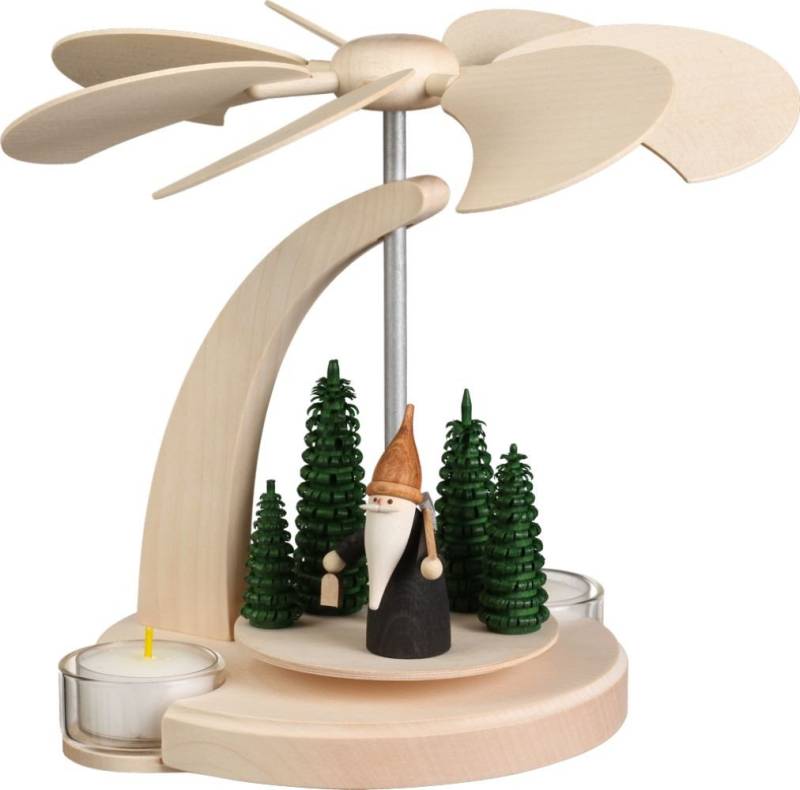 Seiffener Volkskunst Weihnachtspyramide Moderne Teelicht Bogenpyramide aus Holz 18 cm - verschiedene Motive, Holzkunst aus dem Erzgebirge von Seiffener Volkskunst