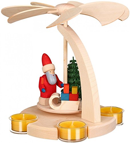 Seiffener Volkskunst | Weihnachtspyramide Teelicht Bogenpyramide | 18 cm Pyramide | Moderne Volkskunst aus dem Erzgebirge | 16251 | Weihnachtsmann mit Schlitten Seiffener Volkskunst | Weihnachtspyramide Teelicht Bogenpyramide | 18 cm Pyramide | Moderne Volkskunst aus dem Erzgebirge | 16251 | Weihnachtsmann mit Schlitten von Seiffener Volkskunst