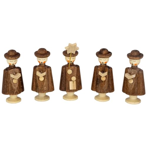 Thomas Preißler | Kurrendefiguren aus dem Erzgebirge | Handwerkskunst in Perfektion | Kurrende 5-teilig braun von Seiffener Volkskunst