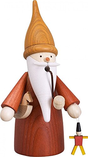 Seiffener Volkskunst | Räuchermännchen Erzgebirge Wichtel | 16 cm | erzgebirgische Holzkunst Weihnachten | 12313 | Spielzeugwichtel von Seiffener Volkskunst