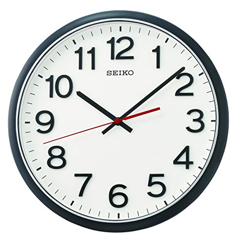 Seiko Wanduhr schwarz Kunststoff Schleichende Sekunde QXA750K von Seiko Clocks