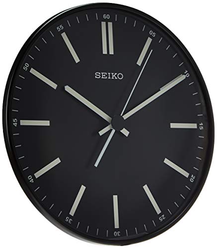 Seiko 30,5 cm Schwarze Wanduhr mit weißen Markierungen. von Seiko