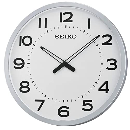 Seiko 50,8 cm ultramoderne Wanduhr mit silberfarbenem Rahmen von Seiko