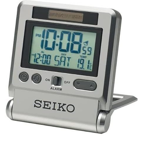 Seiko QHL066 Digitaler batteriebetriebener Reisewecker, Silber von Seiko