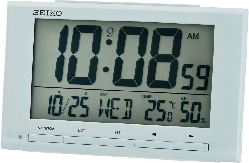 Seiko Quarzwecker LCD-Wecker Light Blue, QHL090L Wecker, Digitalwecker, Schlafzimmer,Innentemperatur, Schlummerfunktion von Seiko