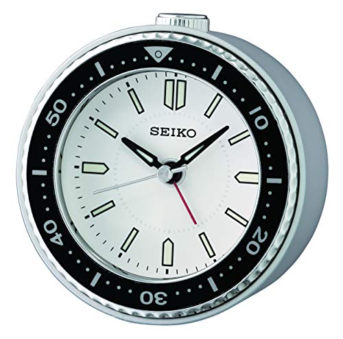 Seiko QHE184J Wecker, Kunststoff, silber-schwarz, 95 mm von Seiko