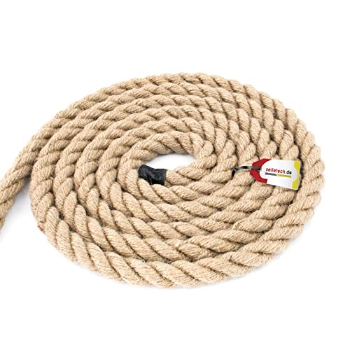 Seiletech.de JUTESEIL | 10m | 16mm Stark | Naturfasern Absperrseil Jute Tauwerk gedreht Tau Seil Tauziehen DIY Dekoration Deko Seil von Seiletech.de