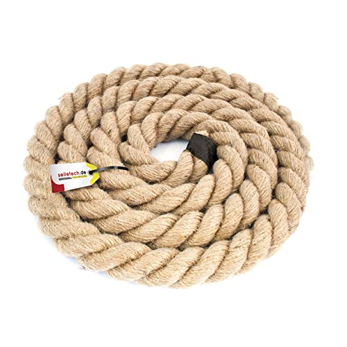 Seiletech.de JUTESEIL | 10m | 36mm Stark | Naturfasern Absperrseil Jute Tauwerk gedreht Tau Seil Tauziehen DIY Dekoration Deko Seil von Seiletech.de