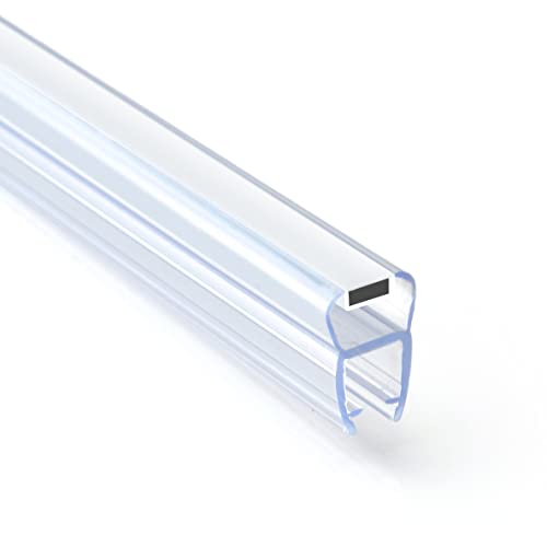 Seiletech.de Magnetdichtung UM03 | 2 m | Dichtung für 4mm 5mm 6mm Glastür | Transparent | Wasserabweisprofil | Duschabdichtung | Duschwand | mit Gummilippe | Schwallschutz | Duschdichtung von Seiletech.de