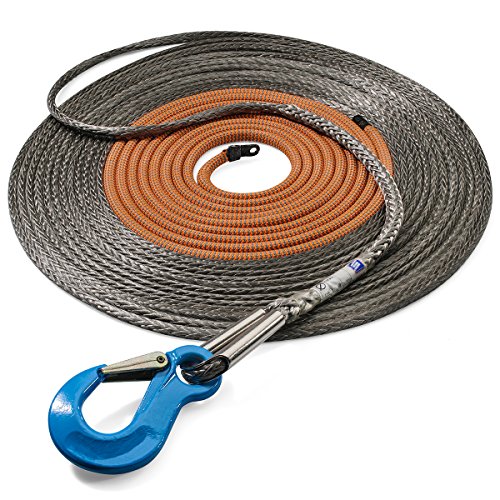 Seilflechter NOVOLEEN-WINDENSEIL PROFI-X, grau, 38 Meter, 10 mm Durchmesser, Seilbruchlast ca. 9900 daN (ca. KG), Quetschkalbenschuh, Edelstahlrohrkausche von Seilflechter