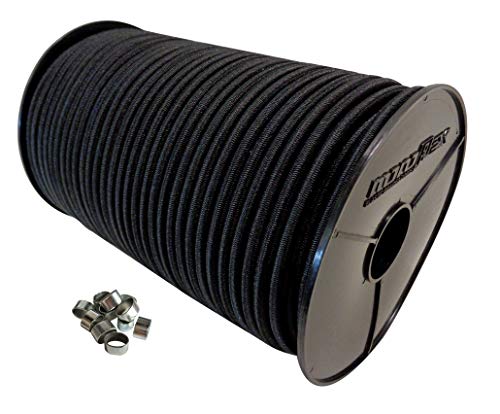 8mm 20m Expanderseil Gummiseil + 10 Würgeklemmen mit PE Mantel Gummileine Planenseil Seil Plane in Schwarz von Seilwelt