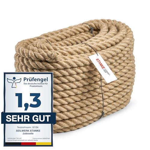 Seilwerk STANKE Juteseil Naturfasern gedreht Tauwerk Hanf Jute Tau Seil Tauziehen Absperrseil Handlauf 12mm 10m von Seilwerk STANKE