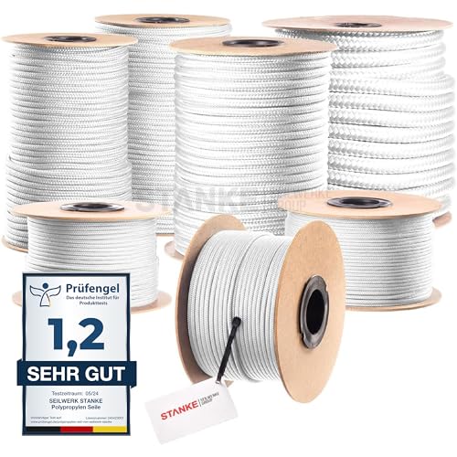Seilwerk STANKE Polypropylenseil 6mm - 50m Weiß | Tomatenpflanzen Aufhängeseil | Seil für Landwirtschaft, Gartenbau | Reißfeste Bauschnur, Reepschnur von Seilwerk STANKE