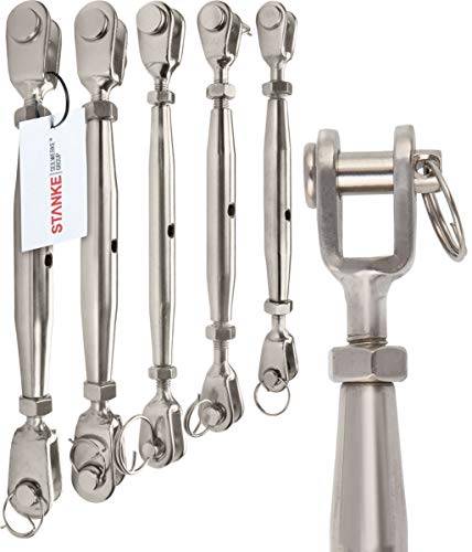 Seilwerk STANKE 4x M5 Spannschloss Gabel-Gabel aus Edelstahl INOX Seilspanner Spanner für Drahtseil Spannschraube 80 mm von Seilwerk STANKE