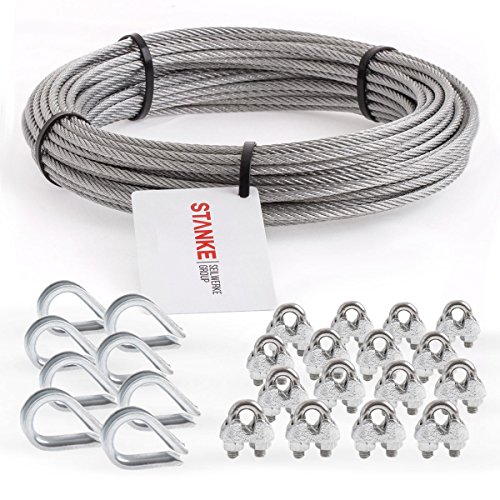 Seilwerk STANKE Rankhilfe Drahtseil verzinkt 40m Stahlseil 8mm 6x19, 8x Kausche, 16x Bügelformklemme - SET 3 Seilwerk STANKE Rankhilfe Drahtseil verzinkt 40m Stahlseil 8mm 6x19, 8x Kausche, 16x Bügelformklemme - SET 3 von Seilwerk STANKE