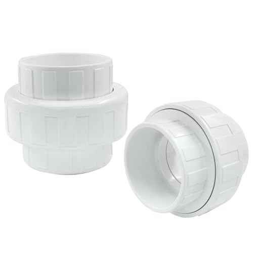 Seimneire PVC-Verbindungsstück, 5,1 cm (2 Zoll), weißer PVC-Verbindungsadapter, Zeitplan 40 für Pool, Außen- und Innenlot, 2 Stück von Seimneire