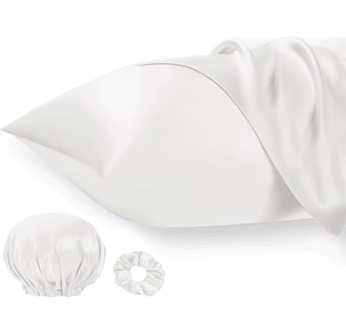 Seiwohl Satin Kissenbezug 40 x 80 2er Set, Weich wie Seidenkissenbezug Silk Pillowcase, Vegane Seide Kopfkissenbezug Kissenhülle Haarschutz für die Nacht mit Haargummi und Haarhaube, Elfenbeinweiß Seiwohl Satin Kissenbezug 40 x 80 2er Set, Weich wie Seidenkissenbezug Silk Pillowcase, Vegane Seide Kopfkissenbezug Kissenhülle Haarschutz für die Nacht mit Haargummi und Haarhaube, Elfenbeinweiß von Seiwohl