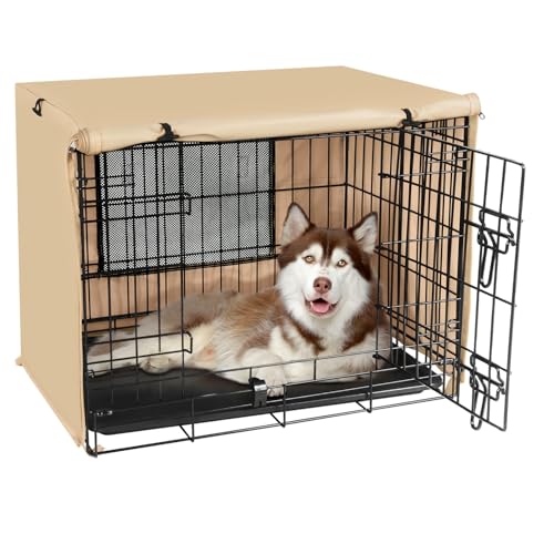 Seiyierr Abdeckung für Hundekäfig, passend für 122 cm große Hundekäfige, Doppeltür-Polyester-Kistenabdeckung für Drahtkäfig, Innen- und Außenbereich, Hellbraun Seiyierr Abdeckung für Hundekäfig, passend für 122 cm große Hundekäfige, Doppeltür-Polyester-Kistenabdeckung für Drahtkäfig, Innen- und Außenbereich, Hellbraun von Seiyierr