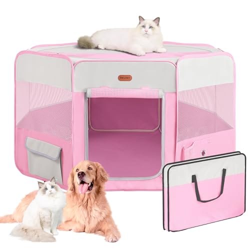Seiyierr Hunde-Laufstall, tragbarer Haustier-Laufstall, faltbare Tragetasche, Welpengehege außen für kleine Katzen drinnen und draußen, abnehmbare Netz-Schattenabdeckung Seiyierr Hunde-Laufstall, tragbarer Haustier-Laufstall, faltbare Tragetasche, Welpengehege außen für kleine Katzen drinnen und draußen, abnehmbare Netz-Schattenabdeckung von Seiyierr