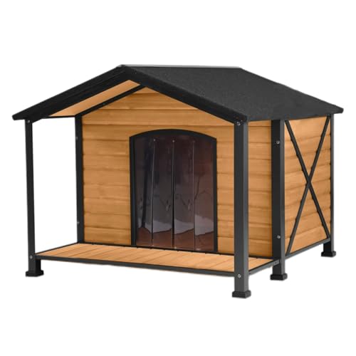 Seiyierr Outdoor-Hundehütte wetterfest hölzerne Hundehütte für mittelgroße bis große Hunde Eisenrahmen Indoor Outdoor-Hundehütte Welpen Zwinger Haustiere warmes Haus im Winter mit großer Veranda Seiyierr Outdoor-Hundehütte wetterfest hölzerne Hundehütte für mittelgroße bis große Hunde Eisenrahmen Indoor Outdoor-Hundehütte Welpen Zwinger Haustiere warmes Haus im Winter mit großer Veranda von Seiyierr