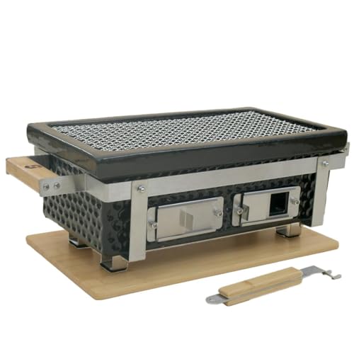 Samurai Grill – Tragbarer Shichirin-Holzkohlegrill mit Edelstahlrost, Luftregler, Bambusständer & Zange – Perfekt für Outdoor BBQs, Gruppen bis 6 Personen Samurai Grill – Tragbarer Shichirin-Holzkohlegrill mit Edelstahlrost, Luftregler, Bambusständer & Zange – Perfekt für Outdoor BBQs, Gruppen bis 6 Personen von Seizoenstunter